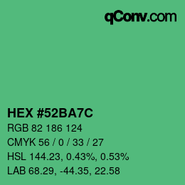 Color code: HEX #52BA7C | qconv.com