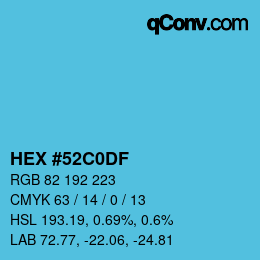 カラーコード: HEX #52C0DF | qconv.com