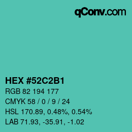 Color code: HEX #52C2B1 | qconv.com