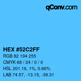 カラーコード: HEX #52C2FF | qconv.com