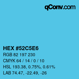颜色代码: HEX #52C5E6 | qconv.com