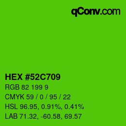 Farbcode: HEX #52C709 | qconv.com