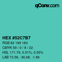 颜色代码: HEX #52C7B7 | qconv.com