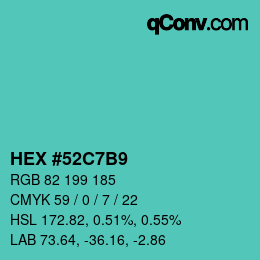 颜色代码: HEX #52C7B9 | qconv.com