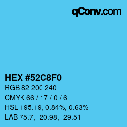 颜色代码: HEX #52C8F0 | qconv.com
