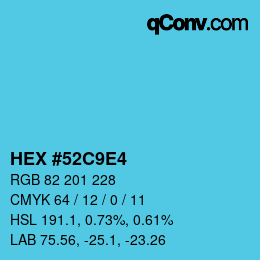 カラーコード: HEX #52C9E4 | qconv.com
