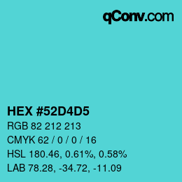 Color code: HEX #52D4D5 | qconv.com