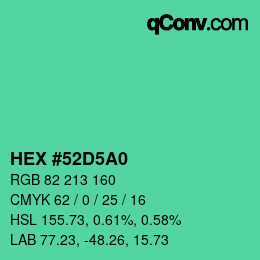 カラーコード: HEX #52D5A0 | qconv.com