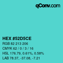 Color code: HEX #52D5CE | qconv.com