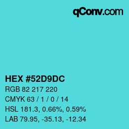 Color code: HEX #52D9DC | qconv.com
