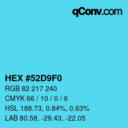 颜色代码: HEX #52D9F0 | qconv.com
