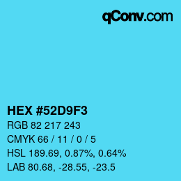 Color code: HEX #52D9F3 | qconv.com