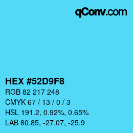 カラーコード: HEX #52D9F8 | qconv.com