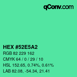 颜色代码: HEX #52E5A2 | qconv.com