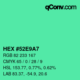 Color code: HEX #52E9A7 | qconv.com