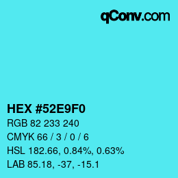 Color code: HEX #52E9F0 | qconv.com