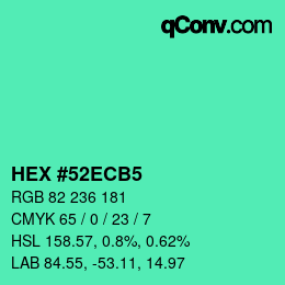 カラーコード: HEX #52ECB5 | qconv.com