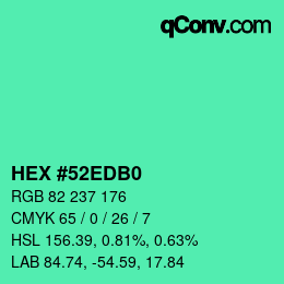 カラーコード: HEX #52EDB0 | qconv.com