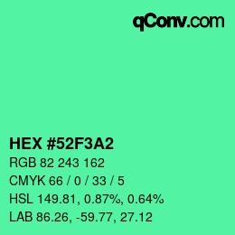 Color code: HEX #52F3A2 | qconv.com