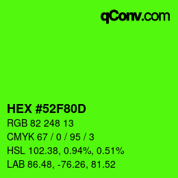 颜色代码: HEX #52F80D | qconv.com