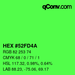 カラーコード: HEX #52FD4A | qconv.com
