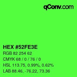 Color code: HEX #52FE3E | qconv.com