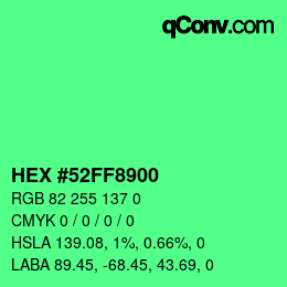 Farbcode: HEX #52FF8900 | qconv.com
