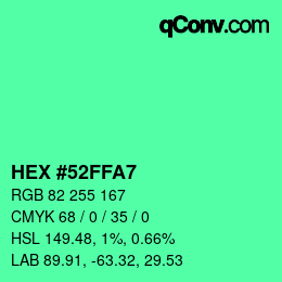 Farbcode: HEX #52FFA7 | qconv.com