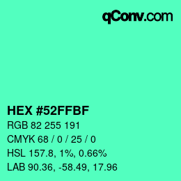 Código de color: HEX #52FFBF | qconv.com