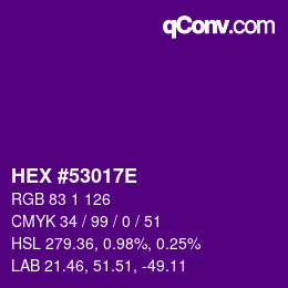 Color code: HEX #53017E | qconv.com