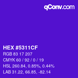 カラーコード: HEX #5311CF | qconv.com