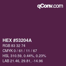 Color code: HEX #53204A | qconv.com