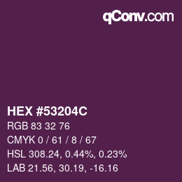 Farbcode: HEX #53204C | qconv.com