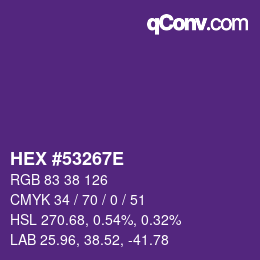 Color code: HEX #53267E | qconv.com
