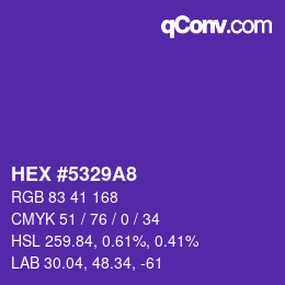 カラーコード: HEX #5329A8 | qconv.com