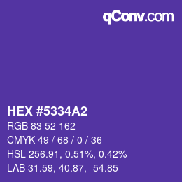 颜色代码: HEX #5334A2 | qconv.com