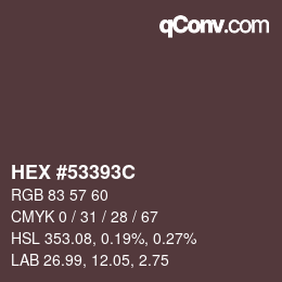 カラーコード: HEX #53393C | qconv.com