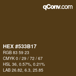 Color code: HEX #533B17 | qconv.com