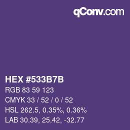 Color code: HEX #533B7B | qconv.com