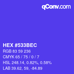 Color code: HEX #533BEC | qconv.com