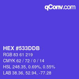 Color code: HEX #533DDB | qconv.com