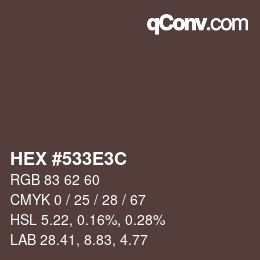 Color code: HEX #533E3C | qconv.com