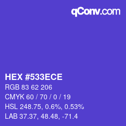 Color code: HEX #533ECE | qconv.com
