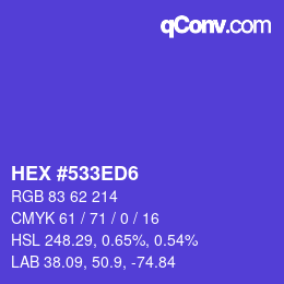 颜色代码: HEX #533ED6 | qconv.com
