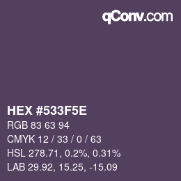 Color code: HEX #533F5E | qconv.com
