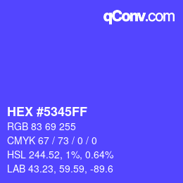 颜色代码: HEX #5345FF | qconv.com