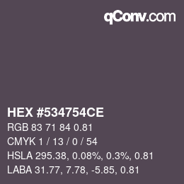 Farbcode: HEX #534754CE | qconv.com