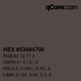 Color code: HEX #53484700 | qconv.com