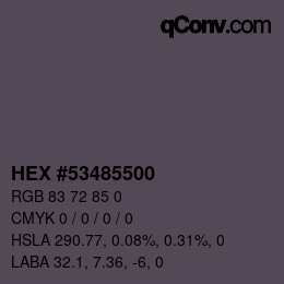 Color code: HEX #53485500 | qconv.com