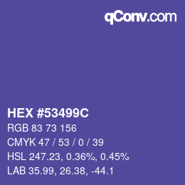 颜色代码: HEX #53499C | qconv.com